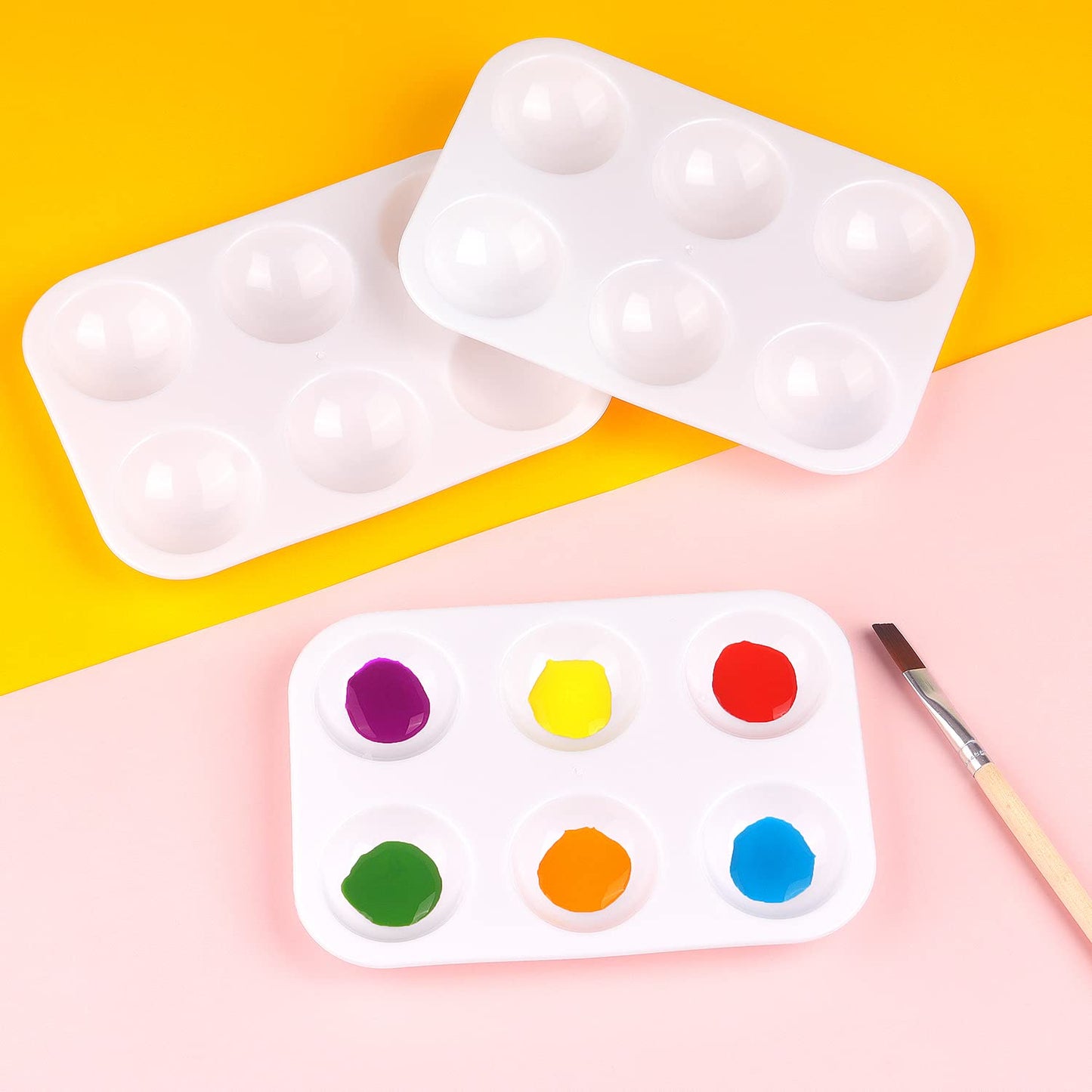 8 PCS White Plastic Paint Tray Palettes