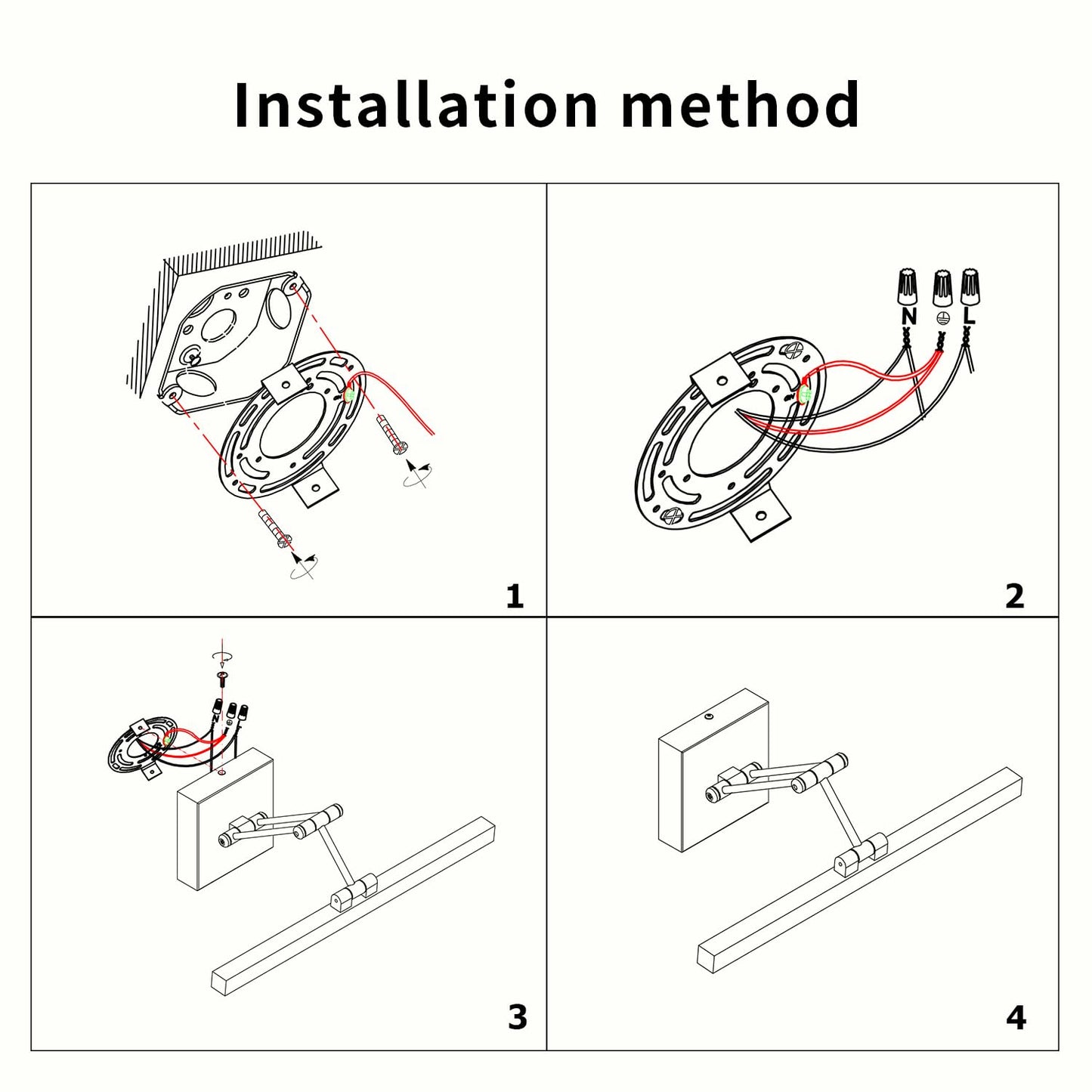 Lámpara de cuadro con cableado fijo regulable