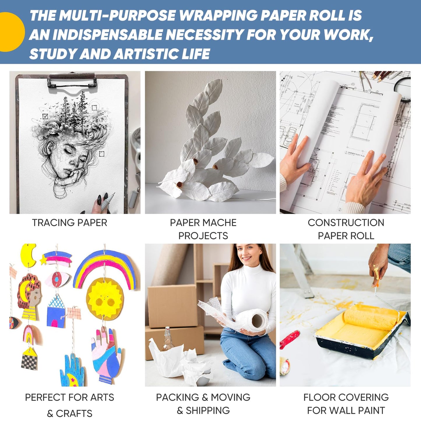 Rollo de papel para caballete de arte para manualidades